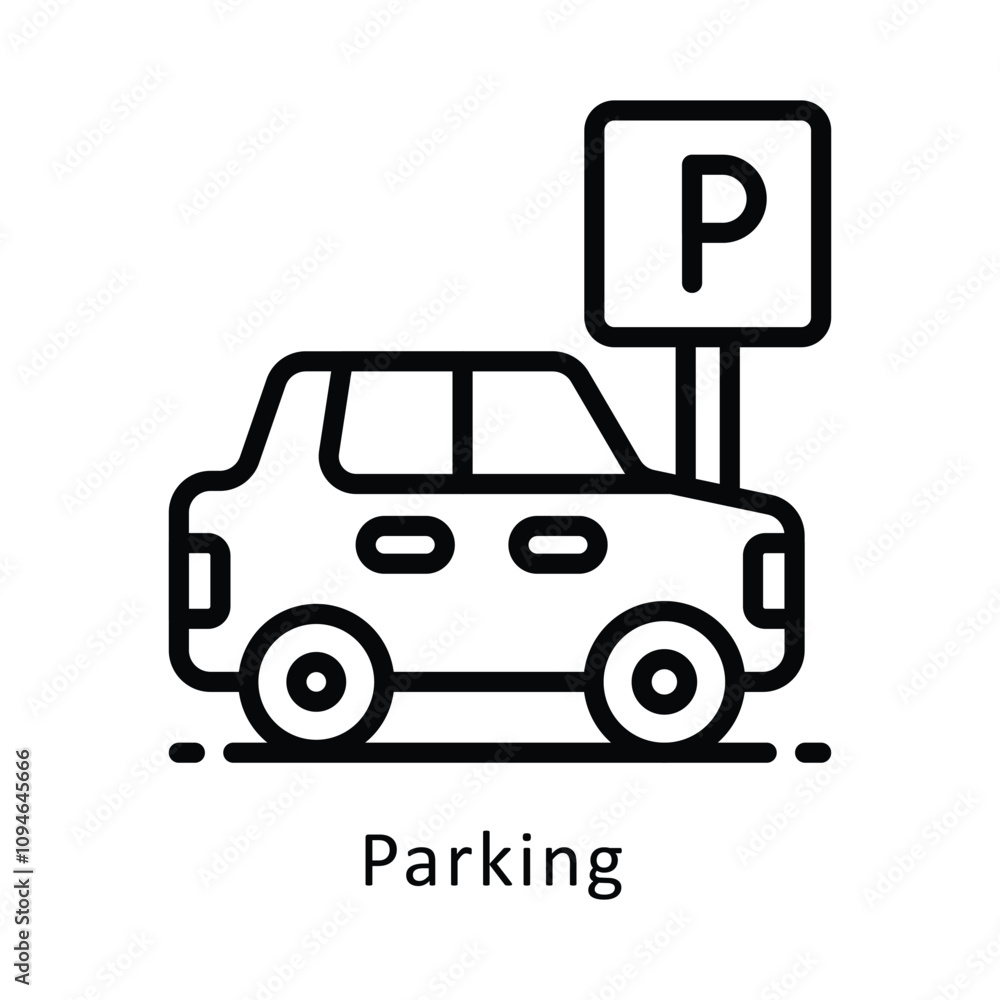 Poster parking vector outline icon... .. eps 10 file