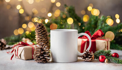 christmas white mug mockup