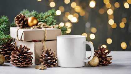 christmas white mug mockup