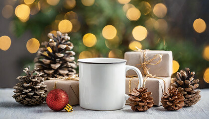 christmas white mug mockup