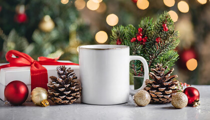 christmas white mug mockup