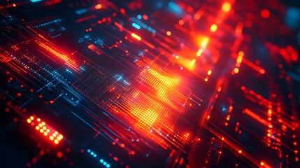 Obraz premium Cyber technology abstract background featuring glowing 3d network patterns