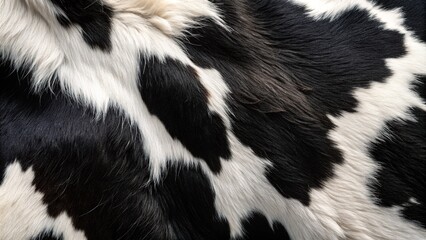 Real cowhide, black and white, authentic leather background.