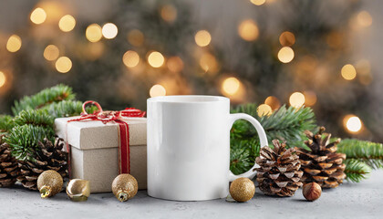 christmas white mug mockup