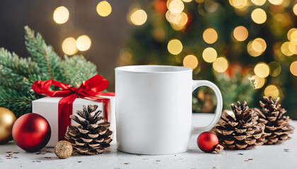 christmas white mug mockup