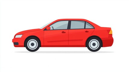 Red Sedan Car Illustration