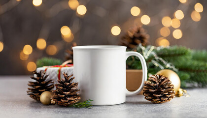 christmas white mug mockup