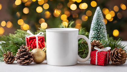 christmas white mug mockup