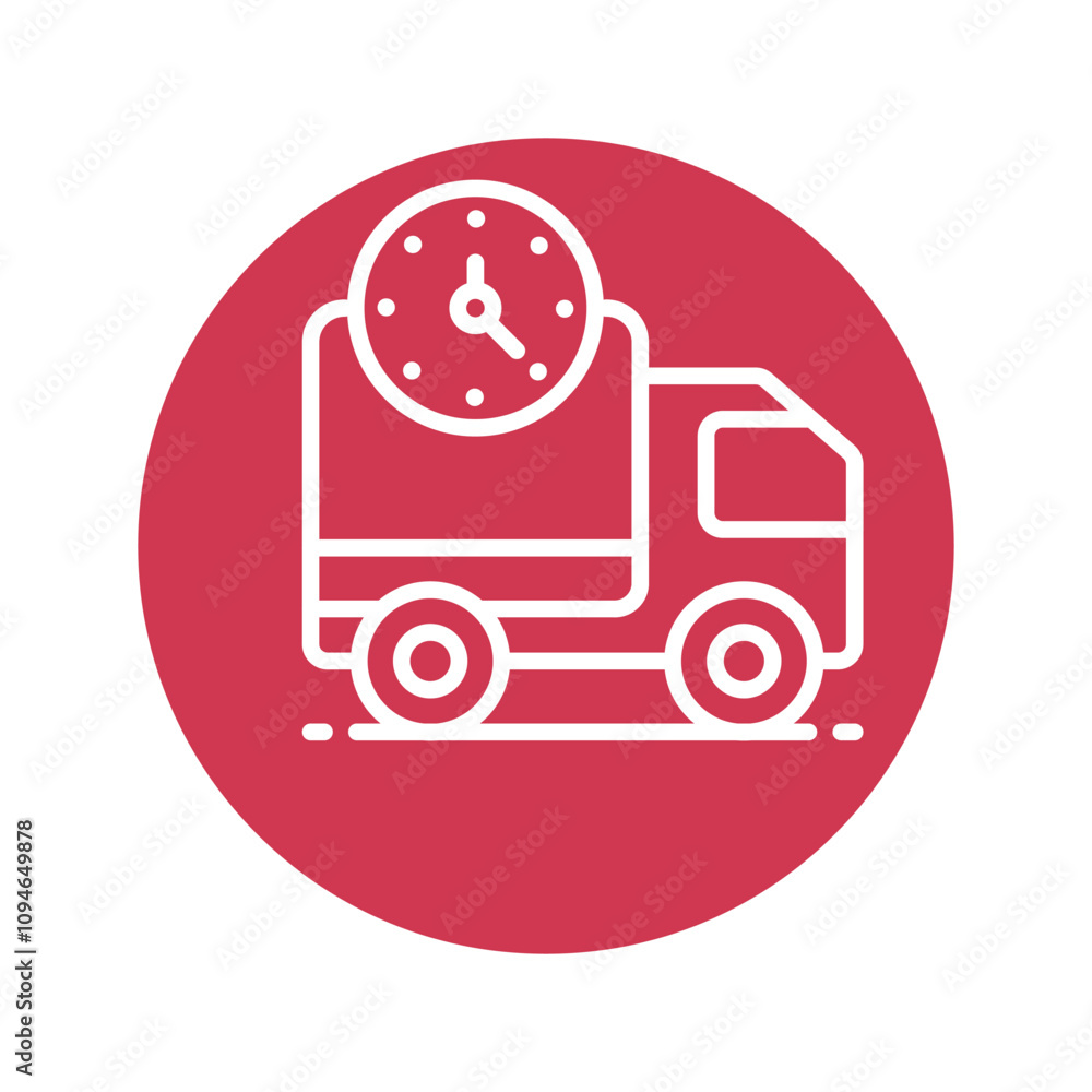Poster on time delivery vector circle outline icon.. .. eps 10 file
