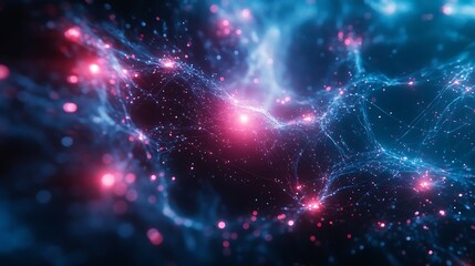 Fototapeta premium Technological digital network with futuristic glowing nodes and cyber elements