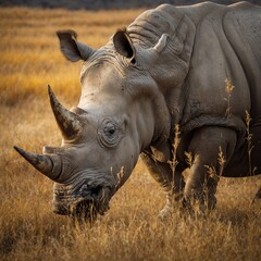 Fototapeta premium Rhinoceros Wildlife Nature Endangered Species Safari Rhino Conservation Wildlife Photography Majestic Animals African Wildlife Powerful Creatures