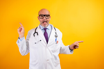 A self-assured doctor pointing both ways.