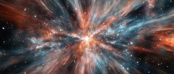 Captivating Cosmic Display of Streaking Colors in a Warp Speed Fantasy Scene
