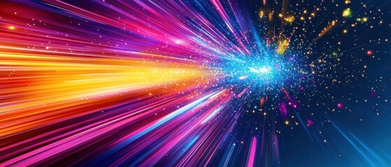 Naklejka premium Warp Speed Light Streaks Blending in a Vibrant Spectrum of Colors for Dynamic Visual Impact and Stunning Visual Narratives