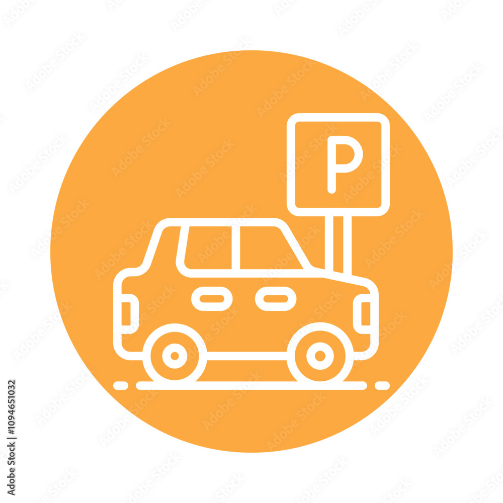 Poster parking vector circle outline icon.. .. eps 10 file