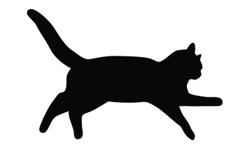 Silhouette of a Cat Lying on the Floor. Animals, pets and other wildlife vector art