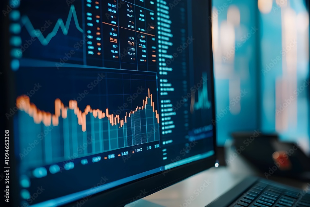 Poster modern financial analysis displayed on a computer screen