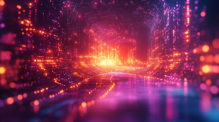 Obraz premium Cyber-inspired abstract glowing 3d network in a futuristic digital scene