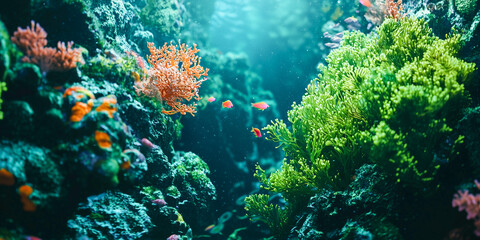 Obraz premium Underwater world with corals and tropical fish