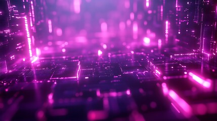 Obraz premium High-tech digital 3d background featuring luminous interconnected patterns