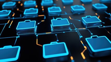 Fototapeta premium Cutting-edge technology folders digital workspace graphic design modern environment high-resolution viewpoint innovation concept