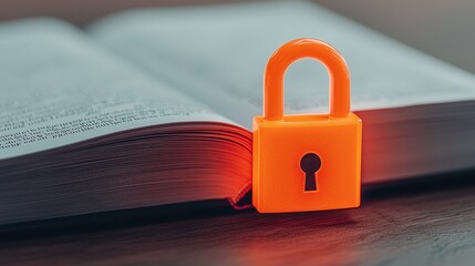Naklejka premium Protecting knowledge locked book concept home office visual content calm environment close-up view security and learning