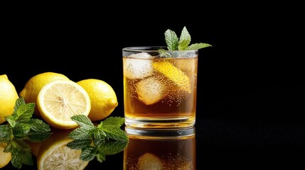 Refreshing Lemonade Cocktail with Mint Leaves