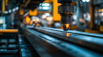 Industrial Welding Process with Sparks and Metal