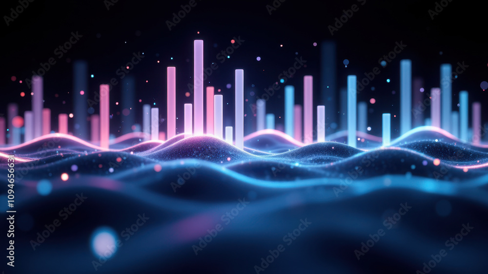 Poster abstract hi-tech background with data stream visualization.