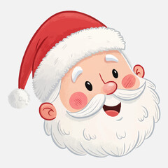 Cartoon Santa Claus heads in flat style isolated. Vector illustration