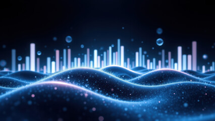 Obraz premium Abstract hi-tech background with glowing particles and futuristic shapes.