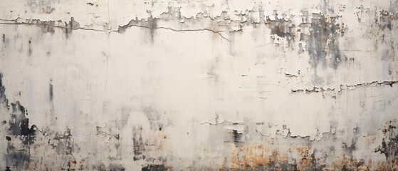 Fototapeta premium White vintage grunge background texture, featuring distressed, weathered elements, creating an aged, rustic, and artistic atmosphere for design.