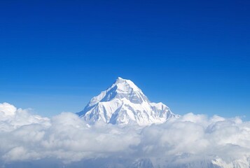 Mount Everest Nepal Satellite Snow capped peak piercing the clou