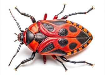 White background showcases Pyrrhocorisapterus, panoramic bottom perspective.