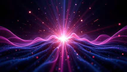Naklejka premium Vibrant, futuristic abstract background with digital waves and glowing energy.