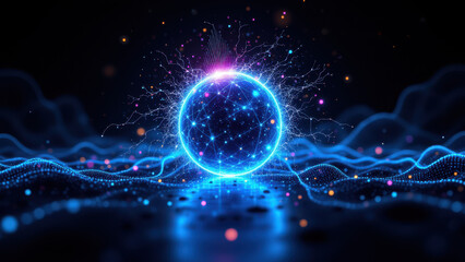 Abstract Hi-Tech Background with Energy Sparks and Data Flow Vibes.