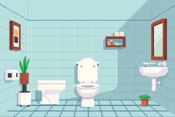 _ . -bit Toilet A pixel art representation of the toilet room, u