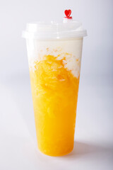 Freshly squeezed mango milkshake drink