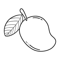 A clean and elegant line art illustration of a mango with simple contours, ideal for modern designs, natural themes, and creative projects.