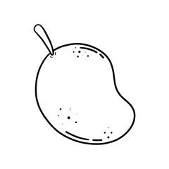 A clean and elegant line art illustration of a mango with simple contours, ideal for modern designs, natural themes, and creative projects.