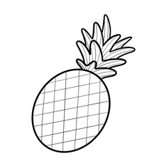 A stylish line art depiction of a pineapple with clean contours and intricate details, perfect for tropical-themed designs, modern decor, and creative projects.