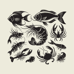 Obraz premium A fish head and a fish in the middle of a forest. A poster that says fish set on it.