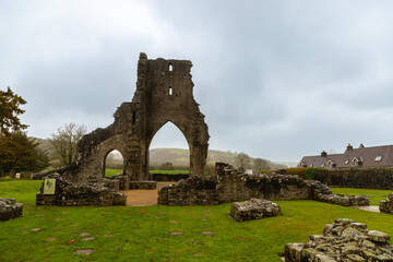 Old monastery ruin Talley Abbey in Talley, Wales, UK
