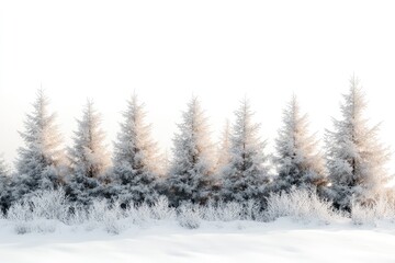Fototapeta premium Row of spruce trees covered with snow in winter landscape