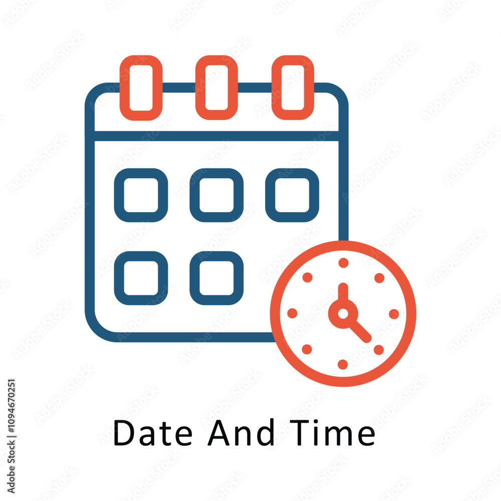 Poster date and time vector two colors cricle outline icon. .. eps 10 file