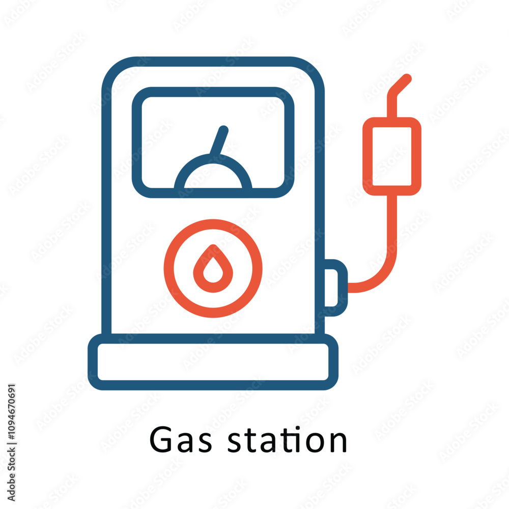 Poster gas station vector two colors cricle outline icon. .. eps 10 file