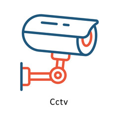 Cctv vector Two Colors Cricle Outline Icon.  .. Eps 10 file