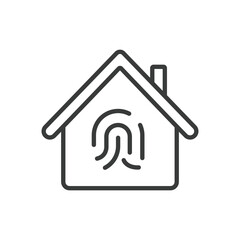 Fingerprint home lock, icon in line design. Fingerprint, home, lock, security, biometric, smart, door on white background vector. Fingerprint home lock editable stroke icon
