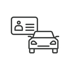 Driver license, icon in line design. Driver, license, identification, card, photo, ID, vehicle on white background vector. Driver license editable stroke icon