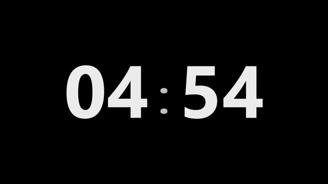05 minutes countdown on black hd 